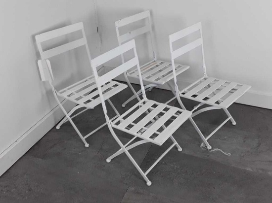4 CHILDRENS METAL FOLDING CHAIRS WHITE