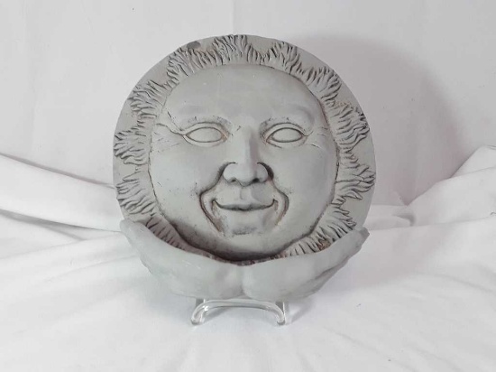 PLASTER SUN WALL HANGING W/HANDS AS A BASKET