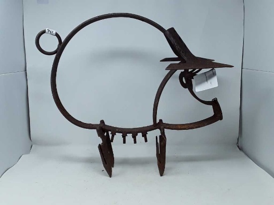 METAL PIG MADE FROM FARM EQUIPMENT PARTS