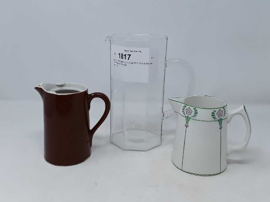 HALL CREAMER & GLASS PITCHER & EDWIN KNOWLES CREAM