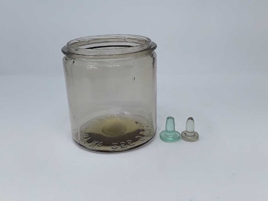 CANISTER STYLE APOTHECARY JAR 2 GLASS STOPPERS