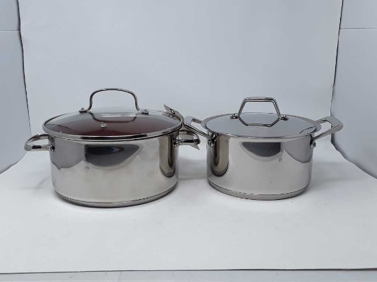 2 ALUMINIUM STOCK POTS WITH LIDS NEW