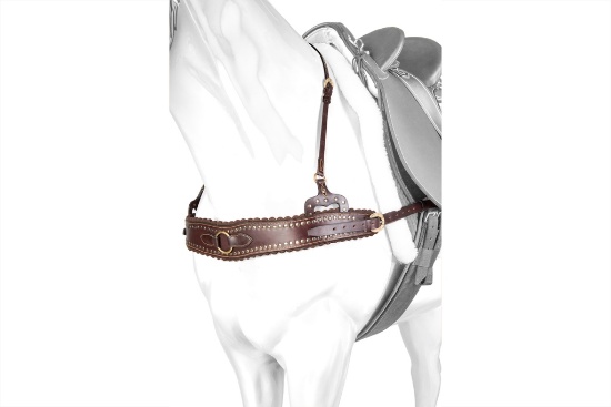 BRE 916BR - MOUNTAIN BREASTPLATE W/STUDS BROWN