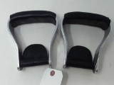 CHROME STIRRUPS W/ BLACK LEATHER COVER & TAB