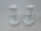 PAIR OF HOB KNOB MILK GLASS CANDLE HOLDERS W/BASES