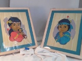 2 PAINTED PORTRAITS OF NATIVE CHILDREN
