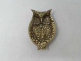 VINTAGE BRASS OWL TRINKET / KEY DISH