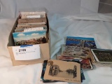 SMALL BOX OF USED VINTAGE POSTCADS