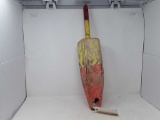 VINTAGE WOODEN BOUY CRACKED & WORN GREAT COLORS