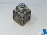 HAND PAINTED JAR WITH LID DATING FROM 1891 - 1921