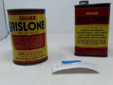2 VINTAGE SHALER RISLONE FULL OIL CANS 1 PT & 1 QT