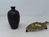 VINTAGE WINSTON BRASS TRIVET/ASIAN STONEWARE JUG