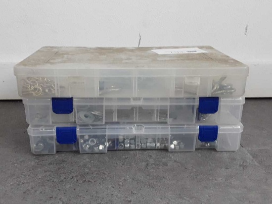 3 Organizer Bins with miscellaneous hardware