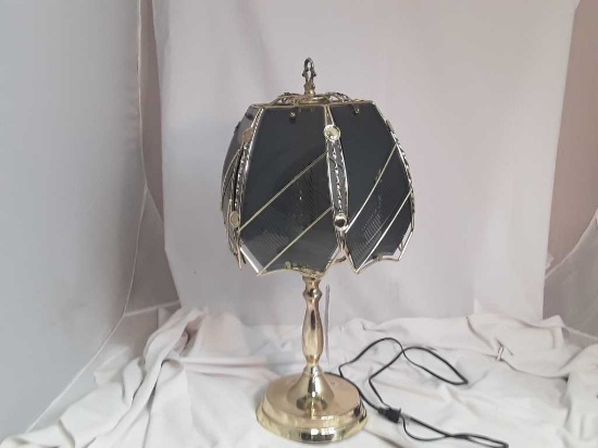 GOLD COLOR & SMOKEY GLASS LAMP 22"H