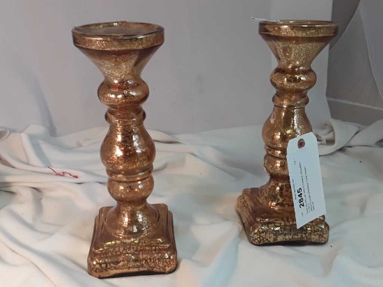 PAIR OF PILLAR STYLE CANDLE HOLDERS 11.75" H