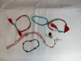 Lot of Beaded Jewelry- Bracelets, Rosary & Charms