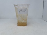 CLEAR & AMBER COLORED LARGE SQUARE VASE