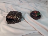 2 PAPER MACHE TRINKET BOXES BOTH FLORAL MOTIFS