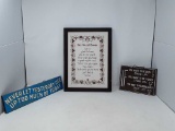 LOT OF THREE HANGING SIGNS