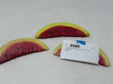 3 CERAMIC WATERMELON SLICES - NO MARKINGS