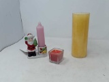 3 CANDLES AND AN X-MAS THEMED HOLDER