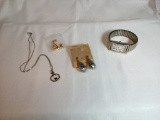 Lot of Misc Jewelry: Watch, Necklace, Earrings
