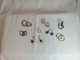 Silver & Blue Earrings Lot of 8 Pairs