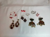 Silver, Golden and Red Earrings Lot of 8 Pairs