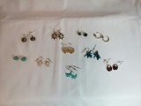 Teal, Brown & Silver Fashion Earrings 10 Pair