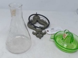 ERLENMEYER FLASK, DOOR KNOCKER, VINTAGE JUICER