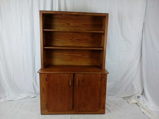 2 piece pine wood hutch