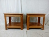Pair of oak side tables.