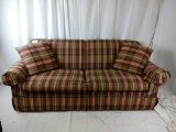 LAZBOY RED AND BEIGE STRIPED SOFA