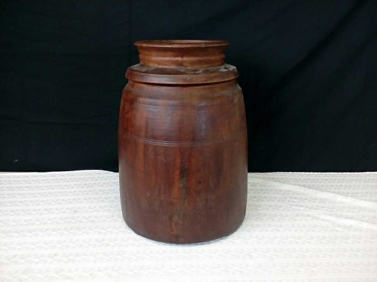 HEAVY WOODEN URN POT MADE IN INDIA