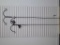 2  METAL SHEPHERDS HOOKS 1-HAS BUTTERFLIES