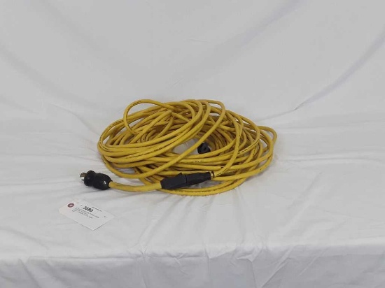 2 YELLOW INDUSTRIAL POWER CORDS -ROUGHLY 50FT EACH