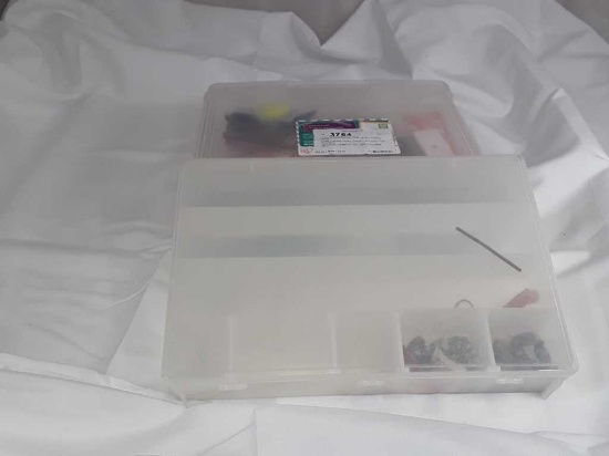 PLASTIC SCRAPBOOK CASE FILLED W/MISC ITEMS