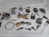 BOX FULL OF VINTAGE PADLOCKS WITH KEYS