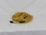 2 YELLOW INDUSTRIAL POWER CORDS -ROUGHLY 50FT EACH