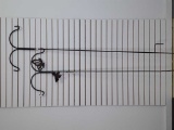 2  METAL SHEPHERDS HOOKS 1-HAS BUTTERFLIES