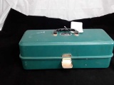 VINTAGE UMCO CORP TACKLE BOX W/MISC ITEMS INSIDE