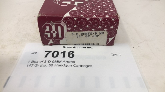 1 Box of 3-D 9MM Ammo