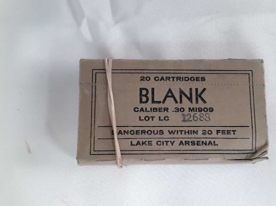 1 Box of 20 Blank 30 Cal Cartridges
