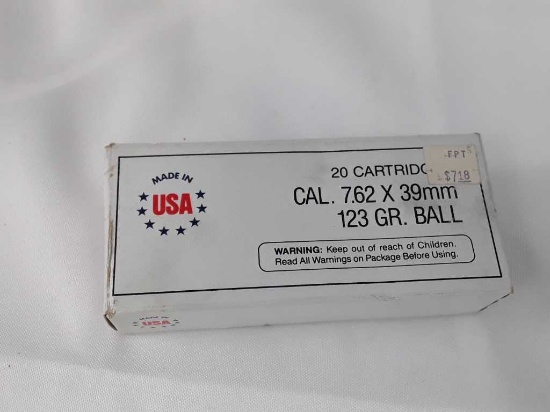 1 Box of 7.62x39mm Ammo Made in USA.