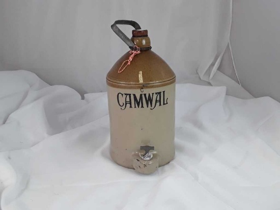 Vintage CAMWAL Pottery Jug w/Metal Handle & Knob