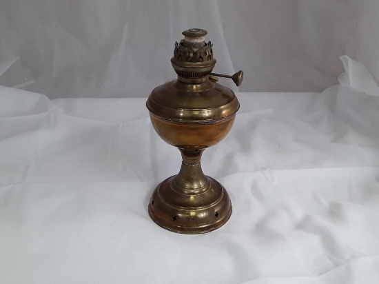 VINTAGE BRASS OIL LAMP WITH COVER - NO MAKER MARKS