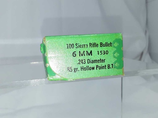 1 BOX OF SIERRA #B2 6MM CALIBER BULLETS