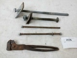 Lot Of 4 Long Bolts & 1 Clamp Tool