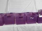 5 PURPLE TOTES WITH LIDS
