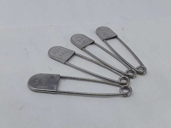 4 VINTAGE MILITARY LAUNDRY PINS